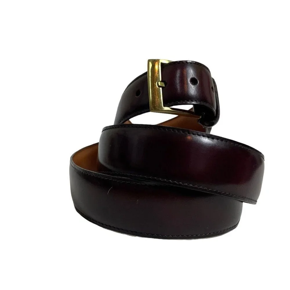 Bally Men's Designer Belt Sz 38 Loafer Brush Off Whiskey‎ Brown Leather